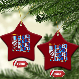Happy Hanukkah Ceramic Ornament Retro Groovy Eight Nights and Eight Lights TS10 Print Your Wear