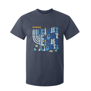 Happy Hanukkah T Shirt For Kid Retro Groovy Eight Nights and Eight Lights TS10 Navy Print Your Wear