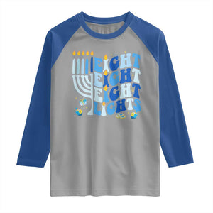 Happy Hanukkah Raglan Shirt Retro Groovy Eight Nights and Eight Lights TS10 Sport Gray Royal Print Your Wear