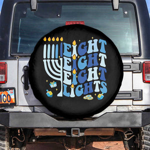 Happy Hanukkah Spare Tire Cover Retro Groovy Eight Nights and Eight Lights TS10 No hole Black Print Your Wear