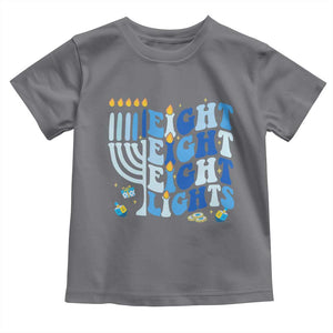 Happy Hanukkah Toddler T Shirt Retro Groovy Eight Nights and Eight Lights TS10 Charcoal Print Your Wear