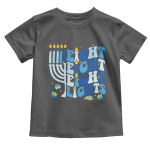 Happy Hanukkah Toddler T Shirt Retro Groovy Eight Nights and Eight Lights TS10 Dark Heather Print Your Wear
