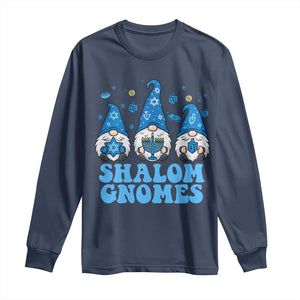 Happy Hanukkah Long Sleeve Shirt Retro Groovy Eight Nights Lights TS10 Navy Print Your Wear