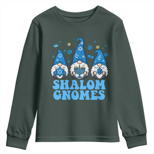 Happy Hanukkah Youth Sweatshirt Retro Groovy Eight Nights Lights TS10 Dark Forest Green Print Your Wear