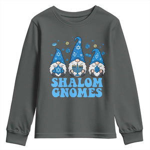 Happy Hanukkah Youth Sweatshirt Retro Groovy Eight Nights Lights TS10 Dark Heather Print Your Wear