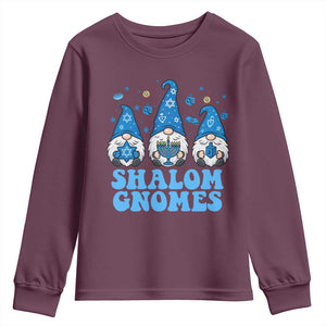 Happy Hanukkah Youth Sweatshirt Retro Groovy Eight Nights Lights TS10 Maroon Print Your Wear