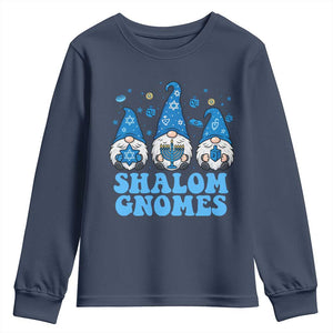 Happy Hanukkah Youth Sweatshirt Retro Groovy Eight Nights Lights TS10 Navy Print Your Wear