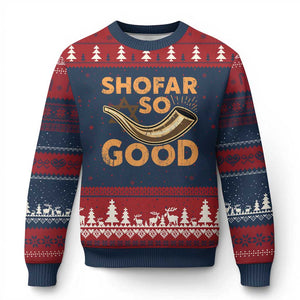 Shofar So Good Ugly Christmas Sweater Funny Rosh Hashanah Jewish Holiday Gift TS10 Navy Red Print Your Wear