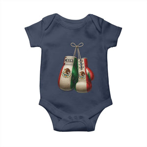 Mexican Boxing Gloves Baby Onesie Retro Vintage Mexico Flag Boxer TS10 Navy Print Your Wear