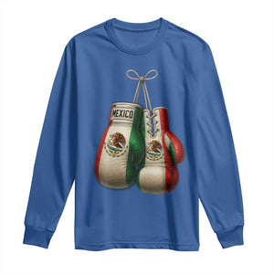 Mexican Boxing Gloves Long Sleeve Shirt Retro Vintage Mexico Flag Boxer TS10 Royal Blue Print Your Wear