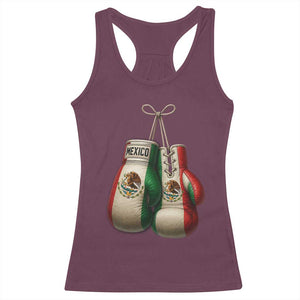 Mexican Boxing Gloves Racerback Tank Top Retro Vintage Mexico Flag Boxer TS10 Maroon Print Your Wear