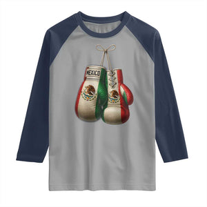 Mexican Boxing Gloves Raglan Shirt Retro Vintage Mexico Flag Boxer TS10 Sport Gray Navy Print Your Wear