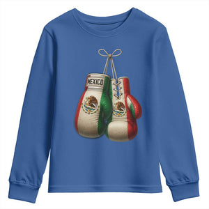 Mexican Boxing Gloves Youth Sweatshirt Retro Vintage Mexico Flag Boxer TS10 Royal Blue Print Your Wear