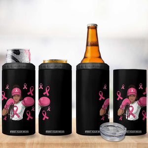 Black Women Fight Breast Cancer Awareness 4 in 1 Can Cooler Tumbler Pink Ribbon African American TS10 Print Your Wear