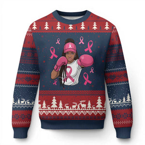 Black Women Fight Breast Cancer Awareness Ugly Christmas Sweater Pink Ribbon African American TS10 Navy Red Print Your Wear