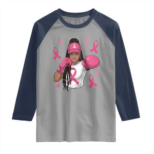 Black Women Fight Breast Cancer Awareness Raglan Shirt Pink Ribbon African American TS10 Sport Gray Navy Print Your Wear