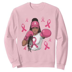 Black Women Fight Breast Cancer Awareness Sweatshirt Pink Ribbon African American TS10 Light Pink Print Your Wear