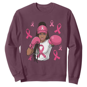 Black Women Fight Breast Cancer Awareness Sweatshirt Pink Ribbon African American TS10 Maroon Print Your Wear