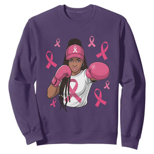 Black Women Fight Breast Cancer Awareness Sweatshirt Pink Ribbon African American TS10 Purple Print Your Wear