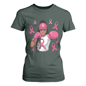 Black Women Fight Breast Cancer Awareness T Shirt For Women Pink Ribbon African American TS10 Dark Forest Green Print Your Wear
