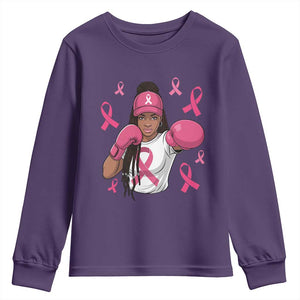 Black Women Fight Breast Cancer Awareness Youth Sweatshirt Pink Ribbon African American TS10 Purple Print Your Wear