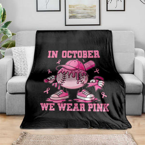 Baseball Breast Cancer Throw Blanket In October We Wear Pink Baseball Drip TS10 Print Your Wear