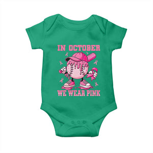 Baseball Breast Cancer Baby Onesie In October We Wear Pink Baseball Drip TS10 Irish Green Print Your Wear