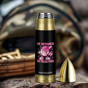 Baseball Breast Cancer Bullet Tumbler In October We Wear Pink Baseball Drip TS10 Print Your Wear