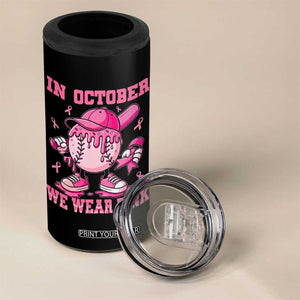 Baseball Breast Cancer 4 in 1 Can Cooler Tumbler In October We Wear Pink Baseball Drip TS10 Print Your Wear