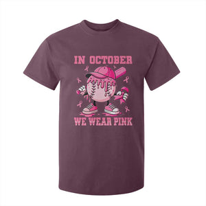 Baseball Breast Cancer T Shirt For Kid In October We Wear Pink Baseball Drip TS10 Maroon Print Your Wear