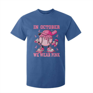 Baseball Breast Cancer T Shirt For Kid In October We Wear Pink Baseball Drip TS10 Royal Blue Print Your Wear