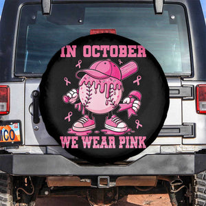 Baseball Breast Cancer Spare Tire Cover In October We Wear Pink Baseball Drip TS10 No hole Black Print Your Wear