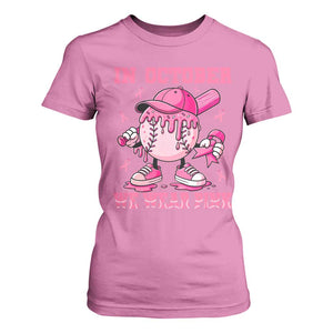 Baseball Breast Cancer T Shirt For Women In October We Wear Pink Baseball Drip TS10 Azalea Print Your Wear