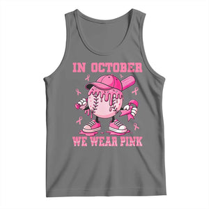 Baseball Breast Cancer Tank Top In October We Wear Pink Baseball Drip TS10 Black Heather Print Your Wear