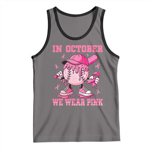 Baseball Breast Cancer Tank Top In October We Wear Pink Baseball Drip TS10 Deep Heather Black Print Your Wear