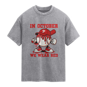 Red October Philly Washed Cotton T-Shirt Philadelphia Baseball Drip Boy