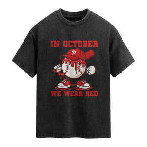 Red October Philly Washed Cotton T-Shirt Philadelphia Baseball Drip Boy
