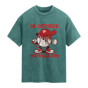 Red October Philly Washed Cotton T-Shirt Philadelphia Baseball Drip Boy