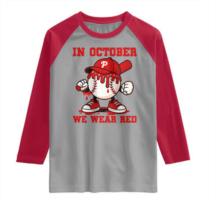 Red October Philly Raglan Shirt Philadelphia Baseball Drip Boy TS10 Sport Gray Red Print Your Wear