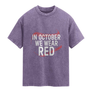 In October We Wear Red Washed Cotton T-Shirt Philadelphia Baseball Philly