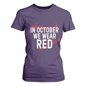 In October We Wear Red T Shirt For Women Philadelphia Baseball Phillies TS10 Purple Print Your Wear