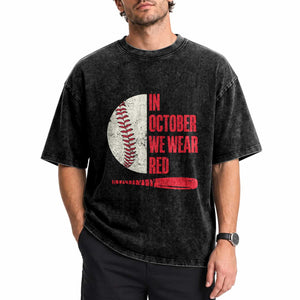 Red October Philly Washed Cotton T-Shirt Retro Philadelphia Baseball Fan
