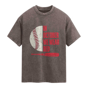 Red October Philly Washed Cotton T-Shirt Retro Philadelphia Baseball Fan