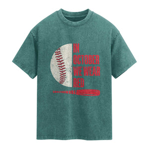 Red October Philly Washed Cotton T-Shirt Retro Philadelphia Baseball Fan