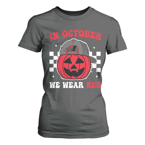 Red October Halloween T Shirt For Women Vintage Philadelphia Baseball Fan Jackolantern Pumpkin TS10 Dark Heather Print Your Wear