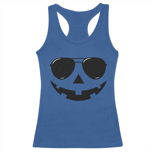 Pumpkin Face Racerback Tank Top Vintage Jack o Lantern Jackolantern Spooky Season Halloween TS10 Royal Blue Print Your Wear