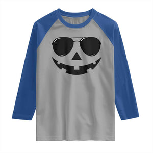Pumpkin Face Raglan Shirt Vintage Jack o Lantern Jackolantern Spooky Season Halloween TS10 Sport Gray Royal Print Your Wear