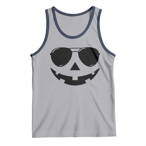 Pumpkin Face Tank Top Vintage Jack o Lantern Jackolantern Spooky Season Halloween TS10 Athletic Heather Navy Print Your Wear