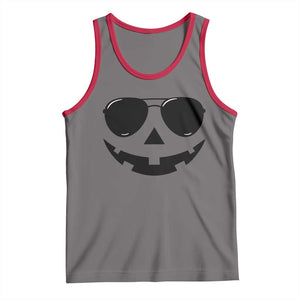 Pumpkin Face Tank Top Vintage Jack o Lantern Jackolantern Spooky Season Halloween TS10 Deep Heather Red Print Your Wear