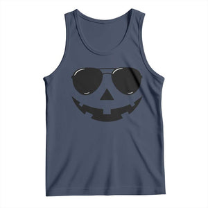 Pumpkin Face Tank Top Vintage Jack o Lantern Jackolantern Spooky Season Halloween TS10 Navy Print Your Wear